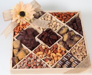 Wood Tray 13 section choc, & nuts 